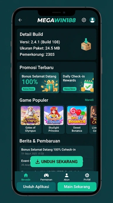 Tampilan halaman APK megewin188