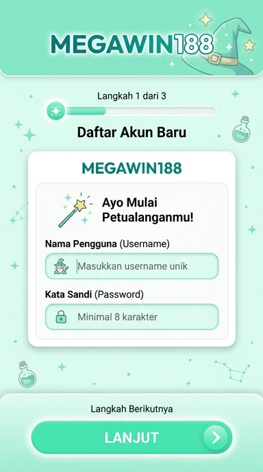 Tampilan halaman daftar megewin188