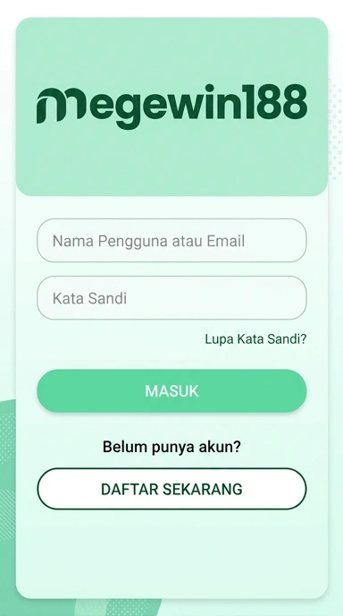 Tampilan halaman login megewin188